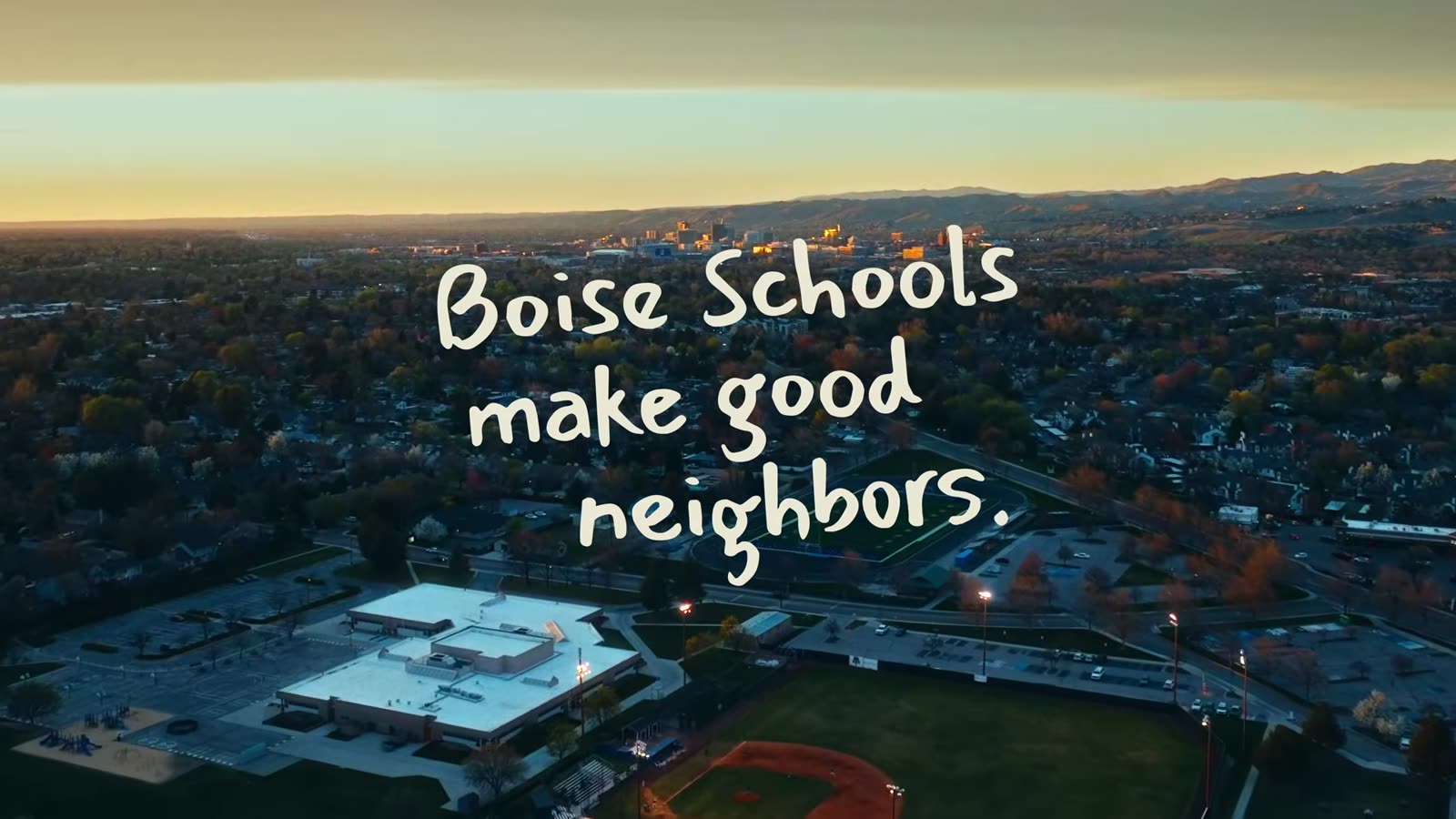 Boise Schools Good Neighbors film: The end card · From the drone
