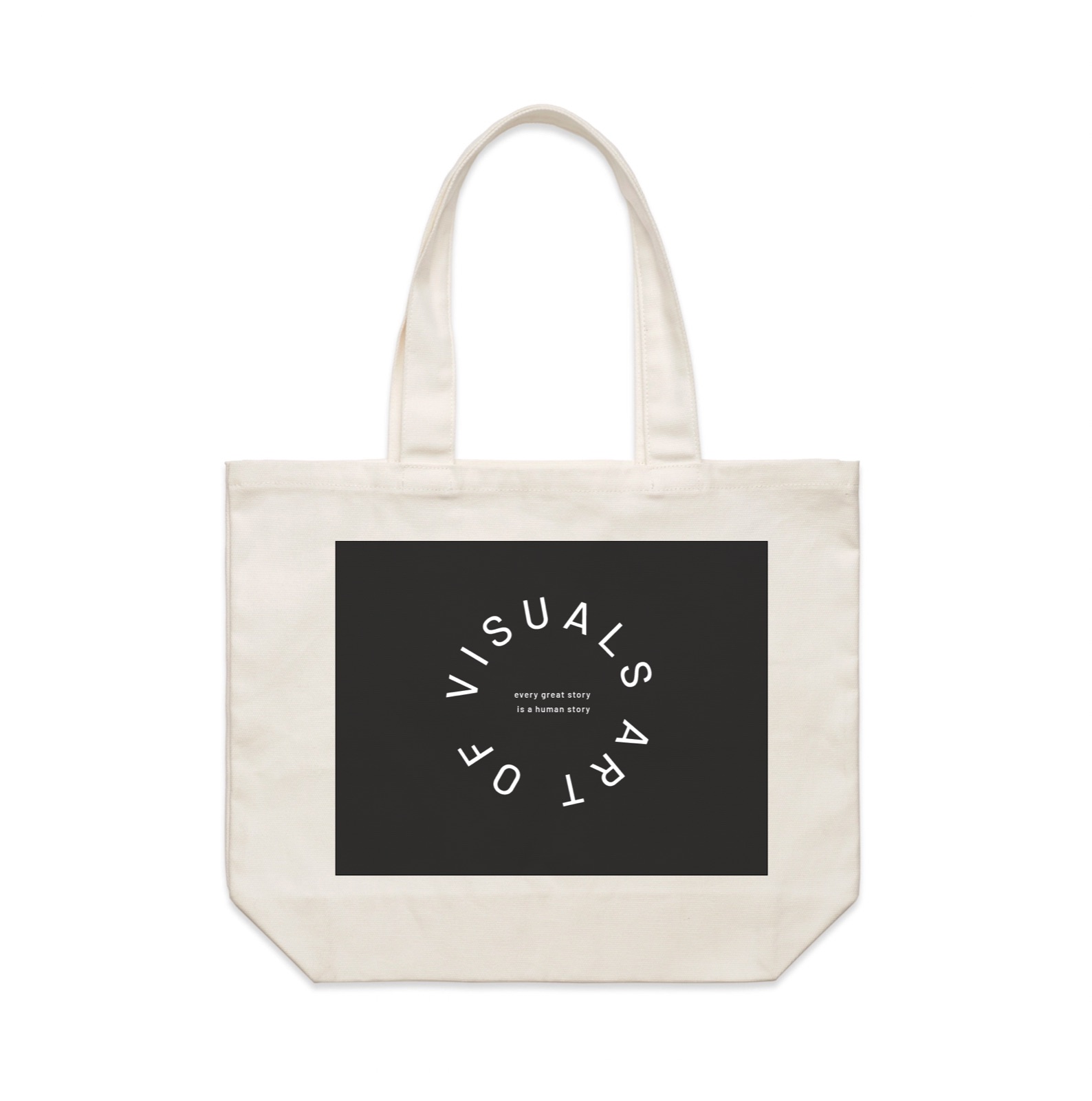 Apparel design: Art of Visuals · Tote, black mark