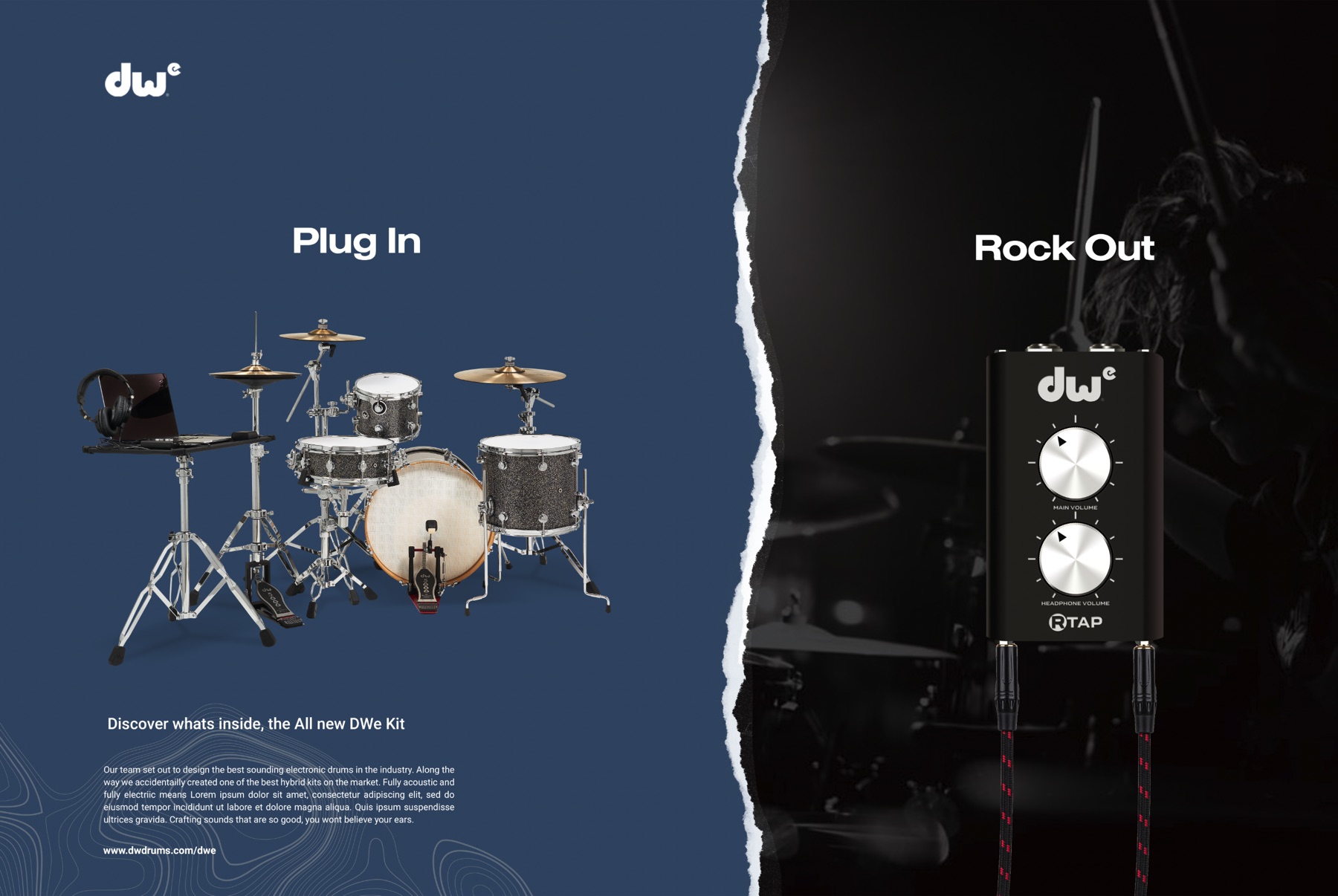 DWe campaign spread: Plug In / Rock Out · The tear