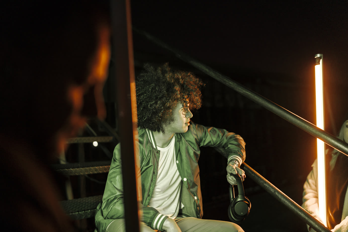 Neon tubes on the night set