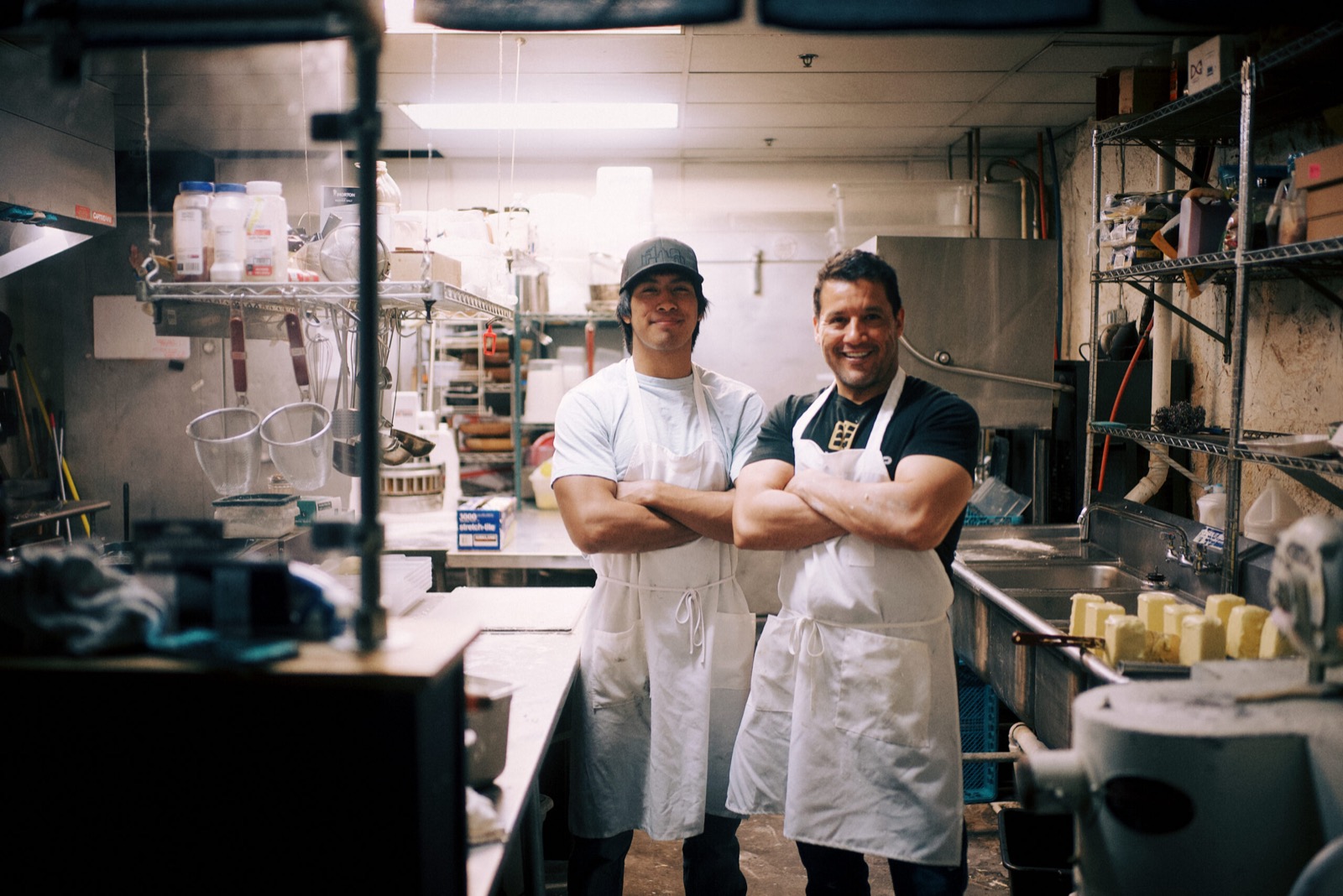 The Waffle Me Up crew standing in their kitchen