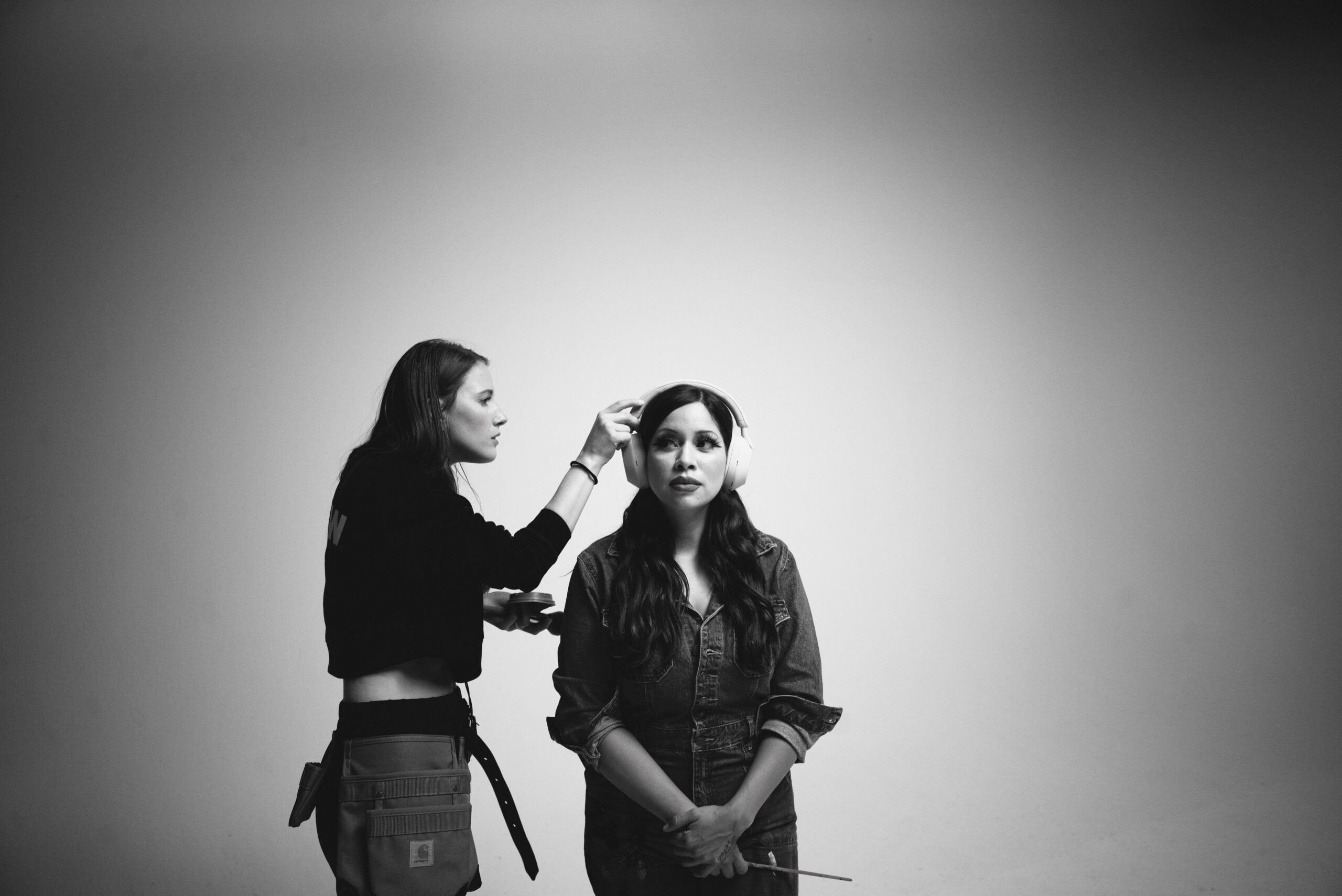 On set: gimbal operator and talent on the cyc